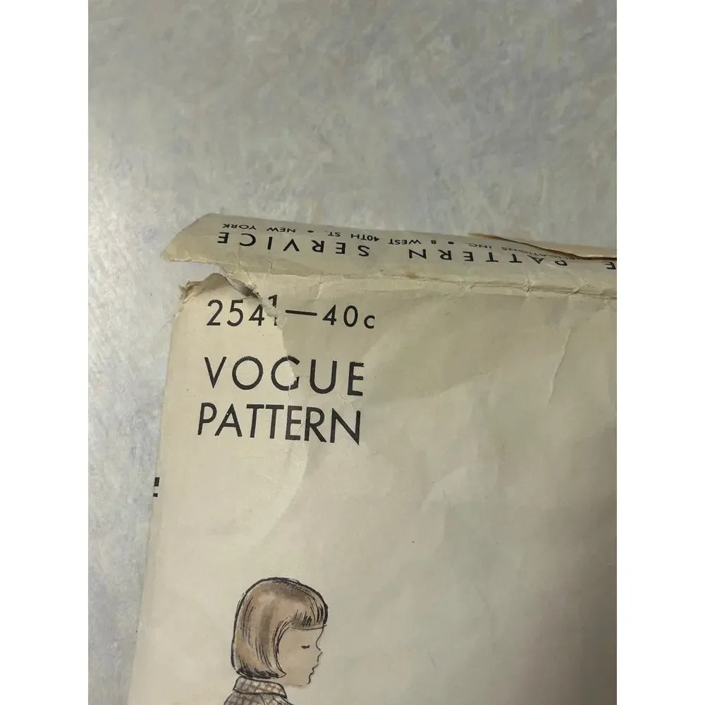 Vintage 1950's Vogue Pattern #2541 Childs Flare Swing Coat Size‎ 4 Years HTF